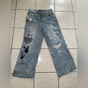 2. Wide leg playboy jeans pacsun size 27 light wash wide jeans